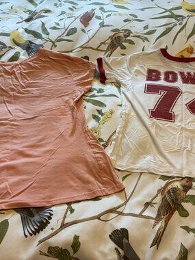 Two graphic preloved t-shirts cropped -XS/S